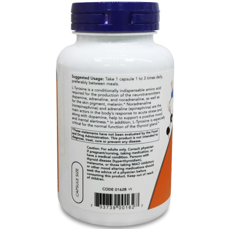 Тирозин, L-тирозин 500 мг, Now Foods (Нау фудс), 120 капсул — «МагазинВитамин»